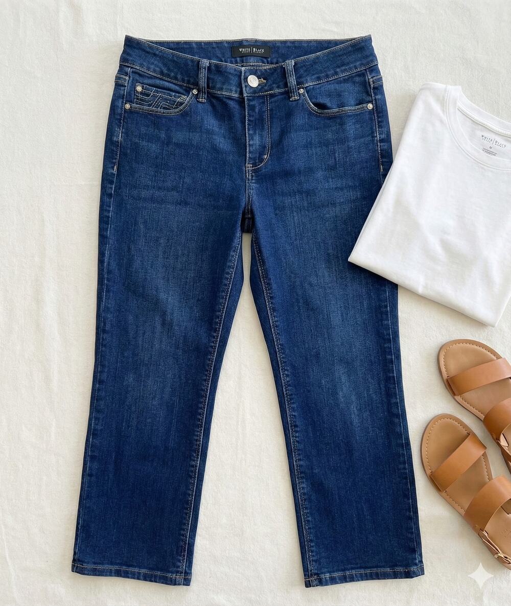 WHBM White House Black Market Blanc 6 Blue Slim Crop Denim Jeans